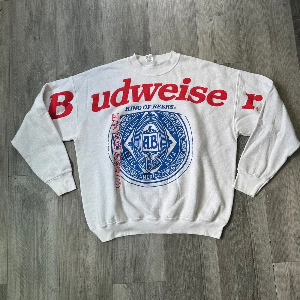 Vintage 90s Rare Budweiser King of Beers Sweatshirt Men's XL Genuine Logo